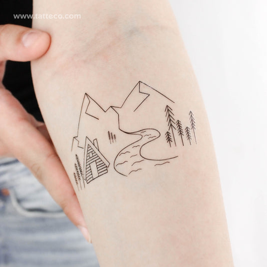 Tatuaje temporal de cabaña de montaña de Cagri Durmaz (juego de 3)