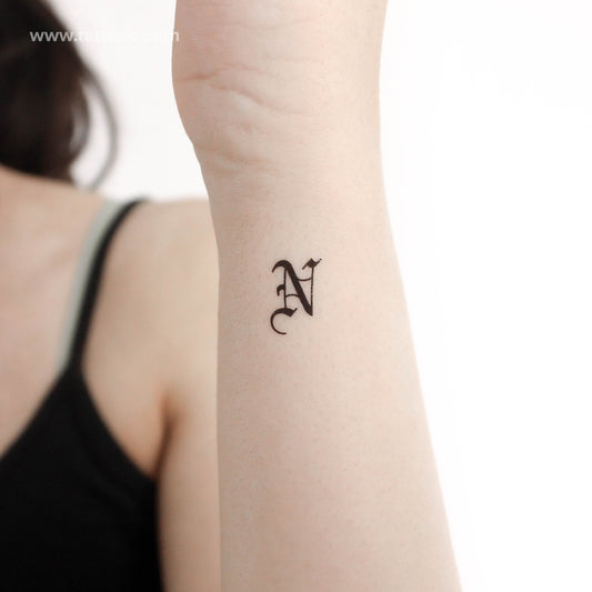Gothic N Letter Temporary Tattoo - Set of 3
