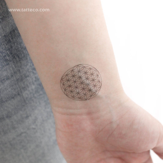 Tatuaje temporal de flor de la vida de línea fina (juego de 3)