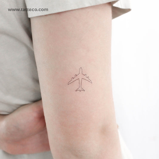 Tatuaje temporal de avión de línea fina (juego de 3)