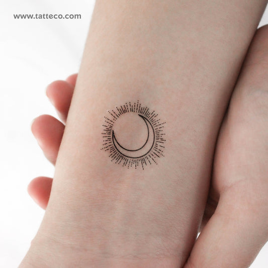 Tatuaje temporal de eclipse de línea fina - Juego de 3
