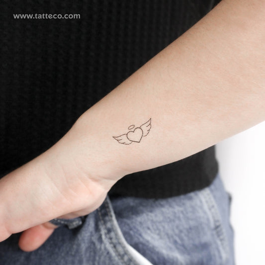Winged Heart And Halo Temporary Tattoo - Set of 3