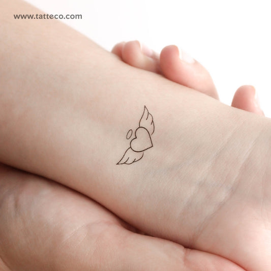 Winged Heart And Halo Temporary Tattoo - Set of 3