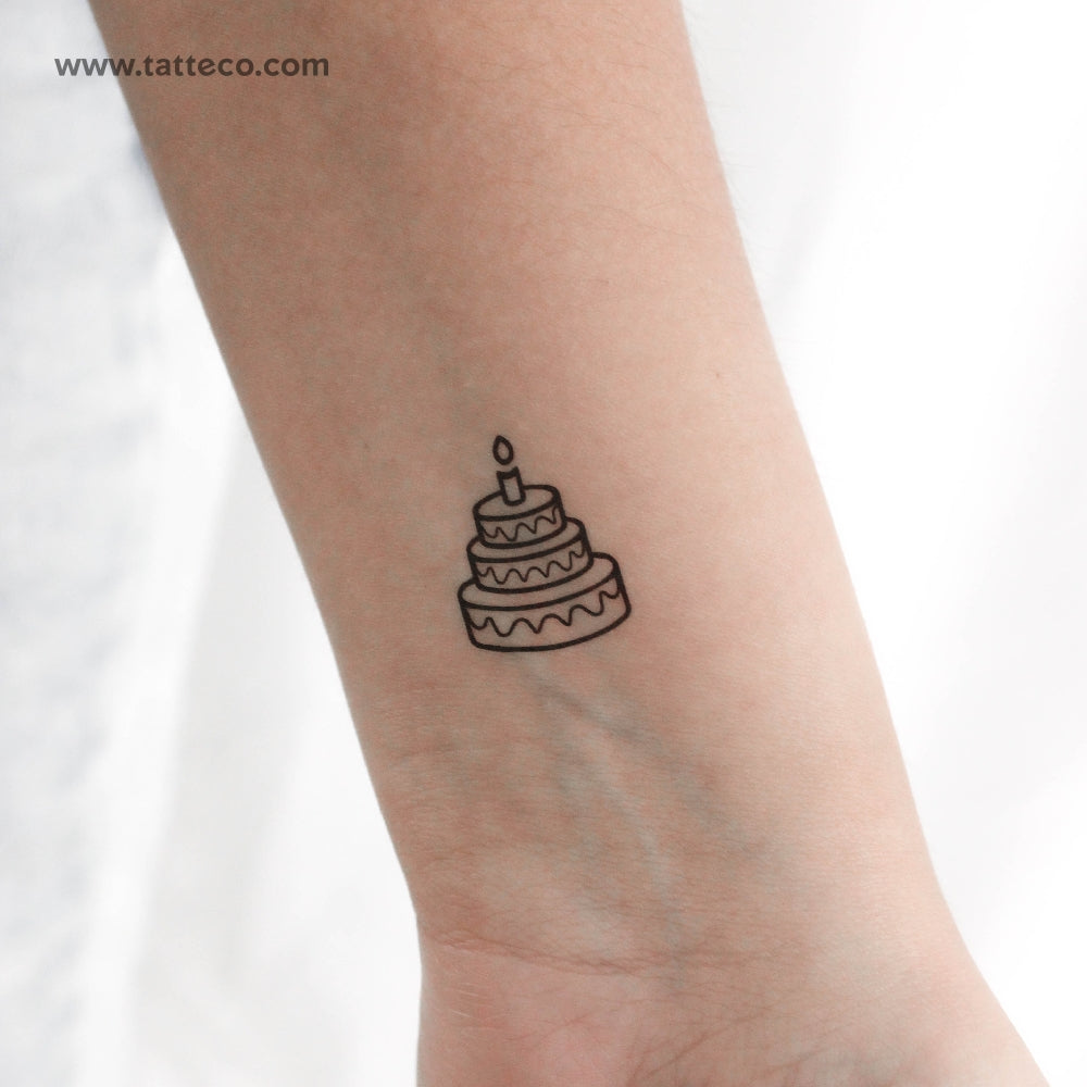 Birthday Cake Temporary Tattoo - Set of 3