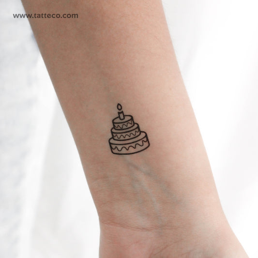 Birthday Cake Temporary Tattoo - Set of 3