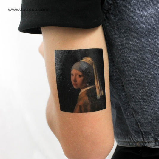 Tatuaje temporal de la joven con un pendiente de perla - Juego de 3