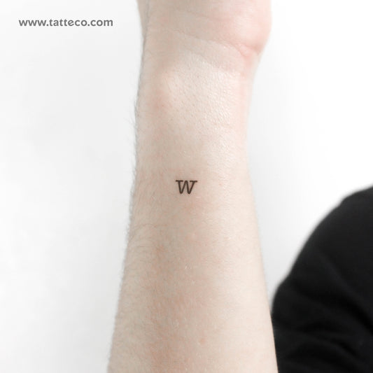 Tatuaje temporal de la letra W minúscula de máquina de escribir (juego de 3)