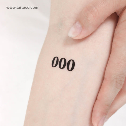 000 Angel Number Temporary Tattoo - Set of 3