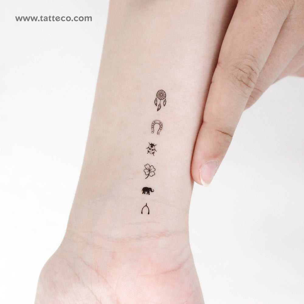 Tatuaje temporal de cadena de la suerte - Juego de 3