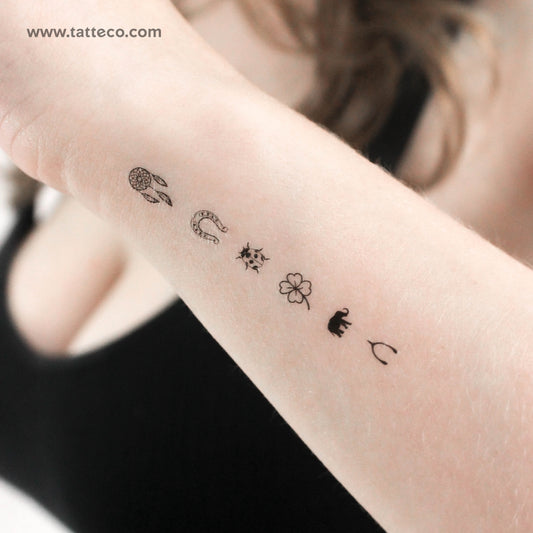 Tatuaje temporal de cadena de la suerte - Juego de 3