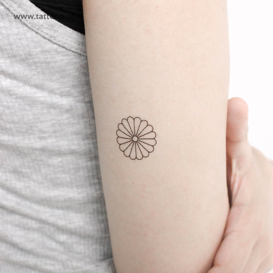 Tatuaje temporal minimalista de crisantemo (juego de 3)