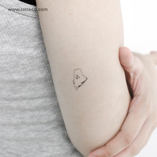 Maine Map Outline Temporary Tattoo - Set of 3