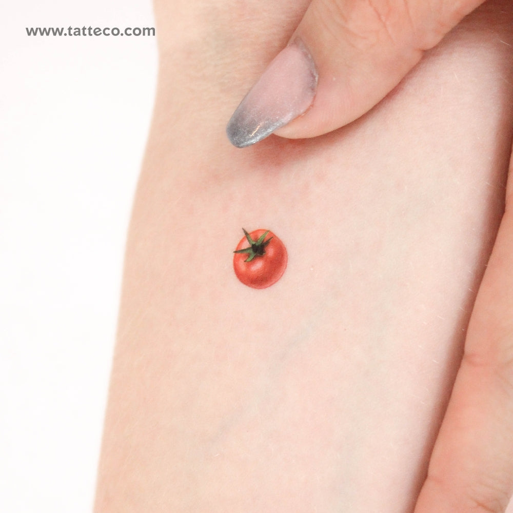 Tiny Red Tomato Temporary Tattoo - Set of 3