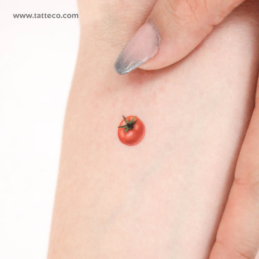 Tiny Red Tomato Temporary Tattoo - Set of 3