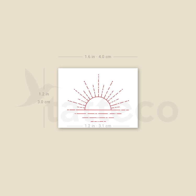 Tatuaje temporal "Atardecer [Rojo]" de Jakenowicz - Juego de 3