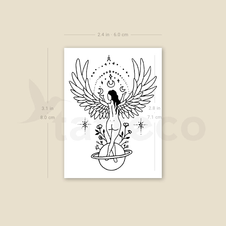 Tatuaje temporal de mujer ángel de Tukoi (juego de 3)