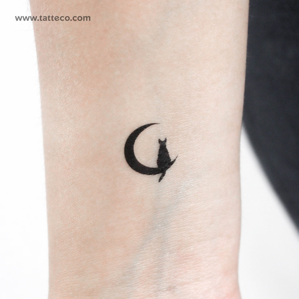 Tatuaje temporal de perro en la luna (juego de 3)
