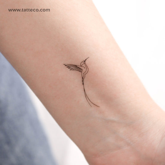 Long-tailed Sylph Hummingbird Temporary Tattoo - Set of 3