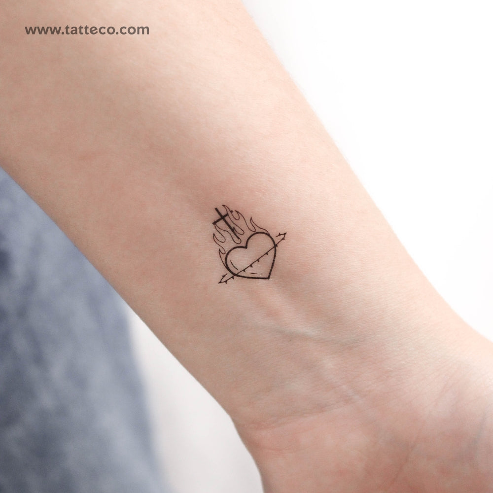 Sacred Heart of Jesus Temporary Tattoo - Set of 3, image size:1000x1000