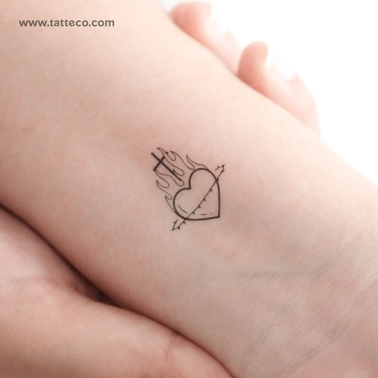 Sacred Heart of Jesus Temporary Tattoo - Set of 3
