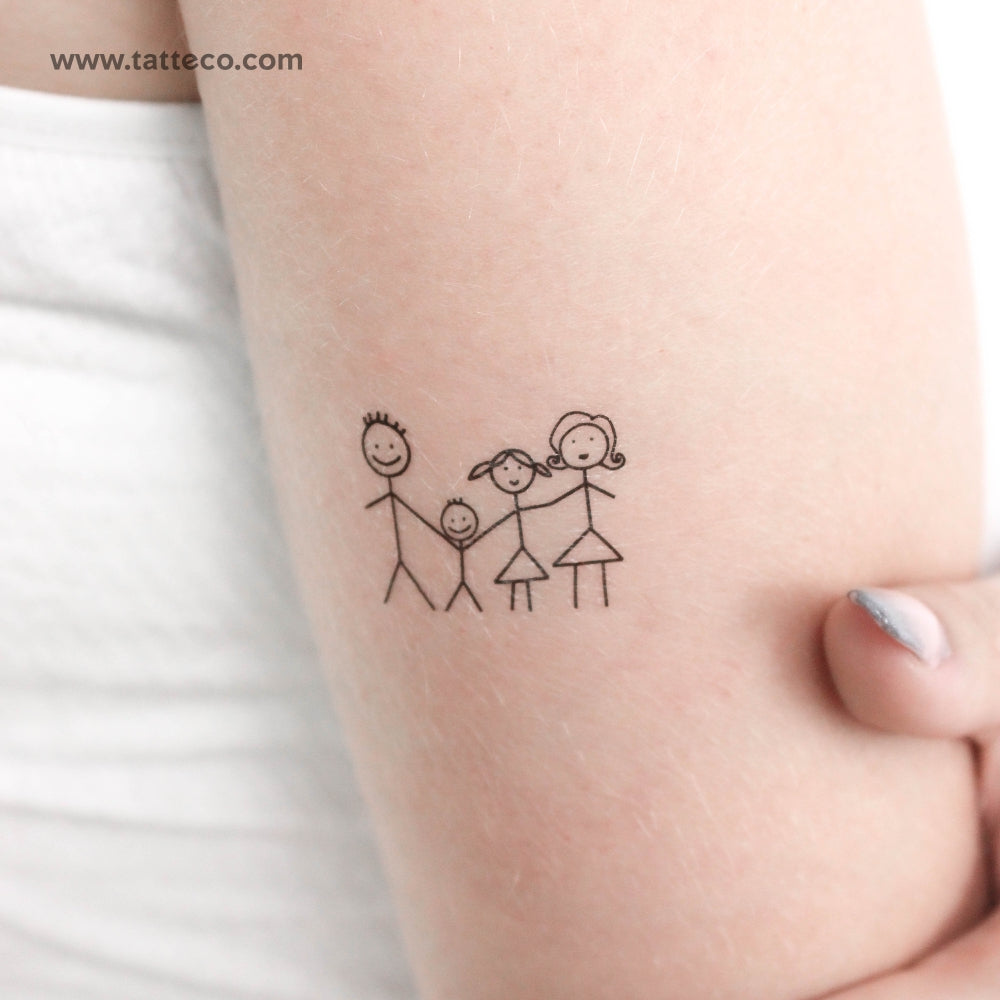 Family Drawing Temporary Tattoo - Set of 3