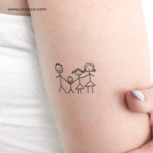 Family Drawing Temporary Tattoo - Set of 3