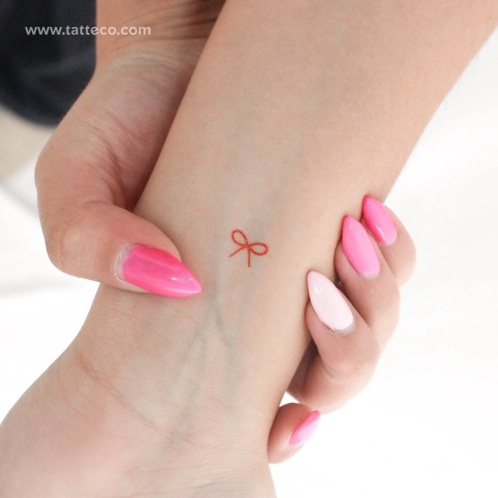 Tatuaje temporal de lazo rojo - Juego de 3