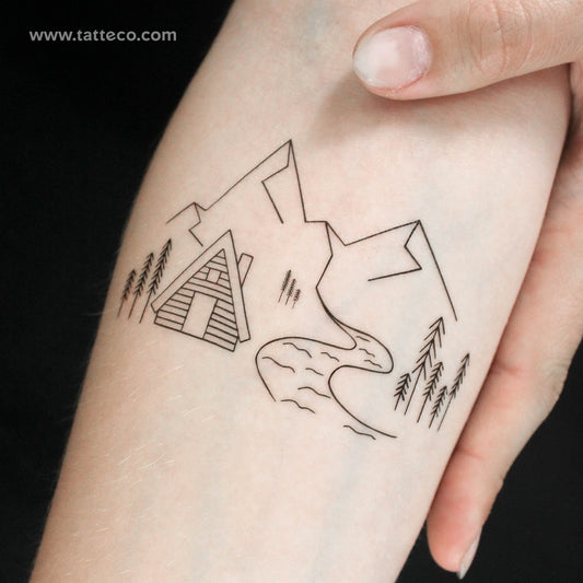 Tatuaje temporal de cabaña de montaña de Cagri Durmaz (juego de 3)