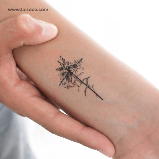 Flower Cross Temporary Tattoo - Set of 3