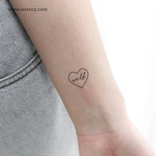 Tatuaje temporal minimalista de corazón de amor propio (juego de 3)