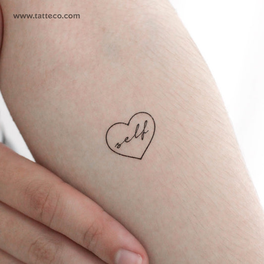 Tatuaje temporal minimalista de corazón de amor propio (juego de 3)