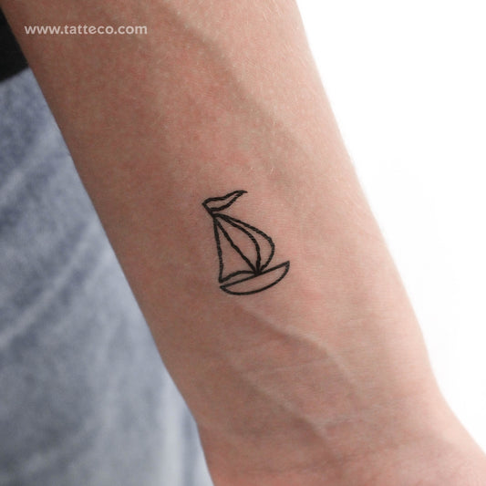 Tatuaje temporal de contorno de velero - Juego de 3