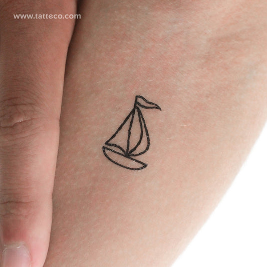 Tatuaje temporal de contorno de velero - Juego de 3