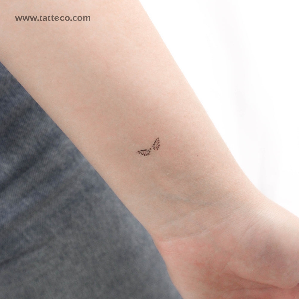 Tiny Angel Wings And Halo Temporary Tattoo - Set of 3