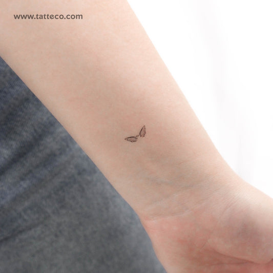 Tiny Angel Wings And Halo Temporary Tattoo - Set of 3
