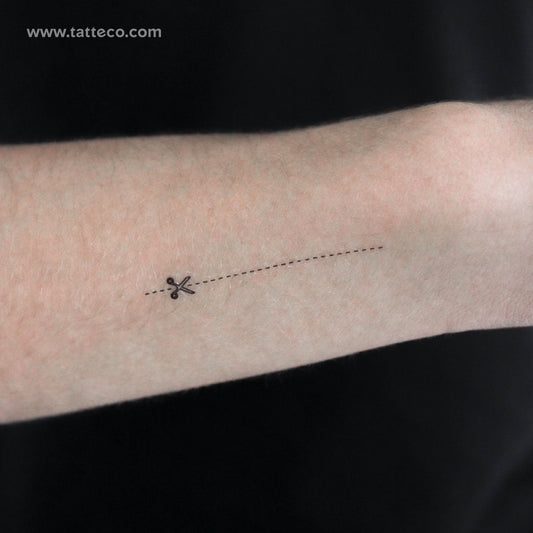 Small Open Here Scissors Temporary Tattoo - Set of 3