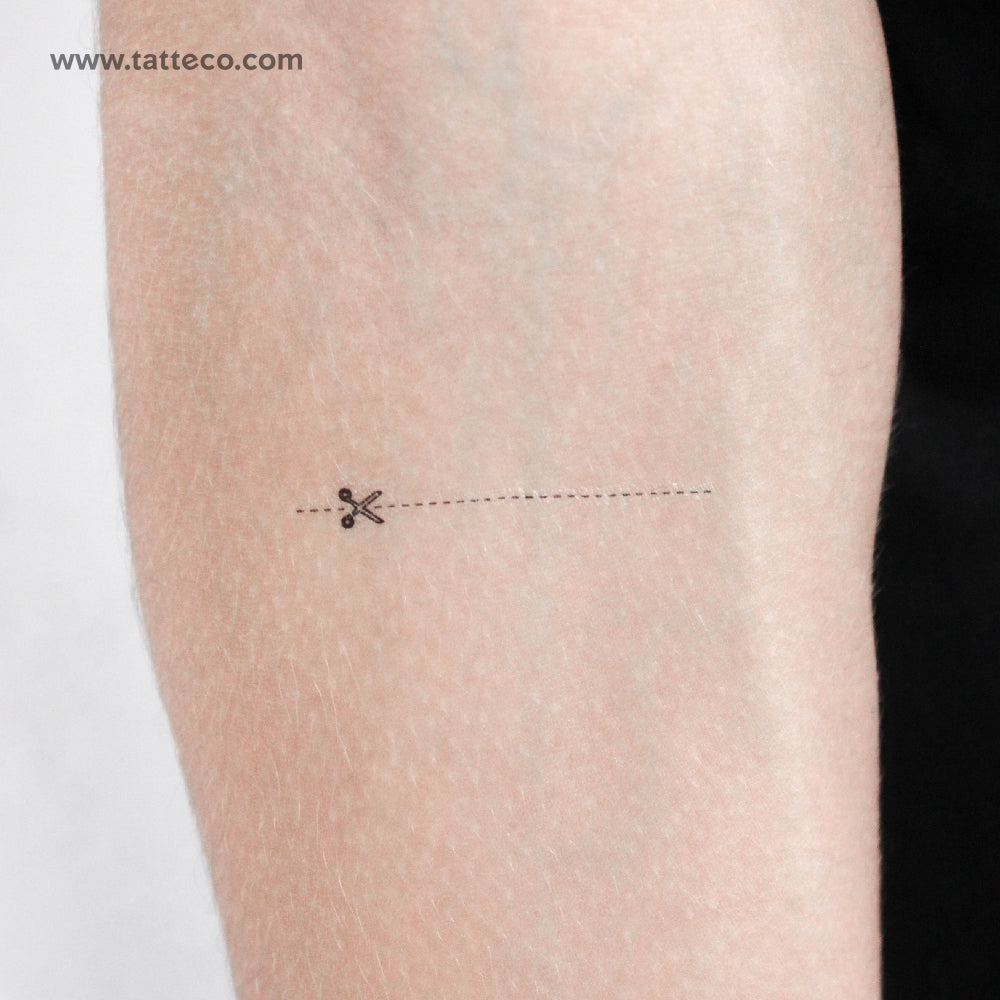 Small Open Here Scissors Temporary Tattoo - Set of 3