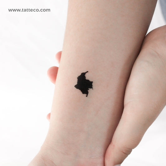 Small Colombia Map Temporary Tattoo - Set of 3