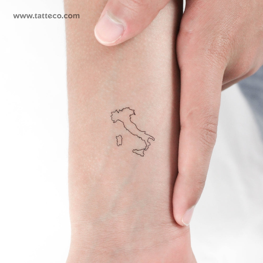 Map Of Italy Temporary Tattoo - Set of 3
