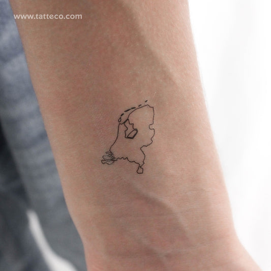 Netherlands Map Temporary Tattoo - Set of 3