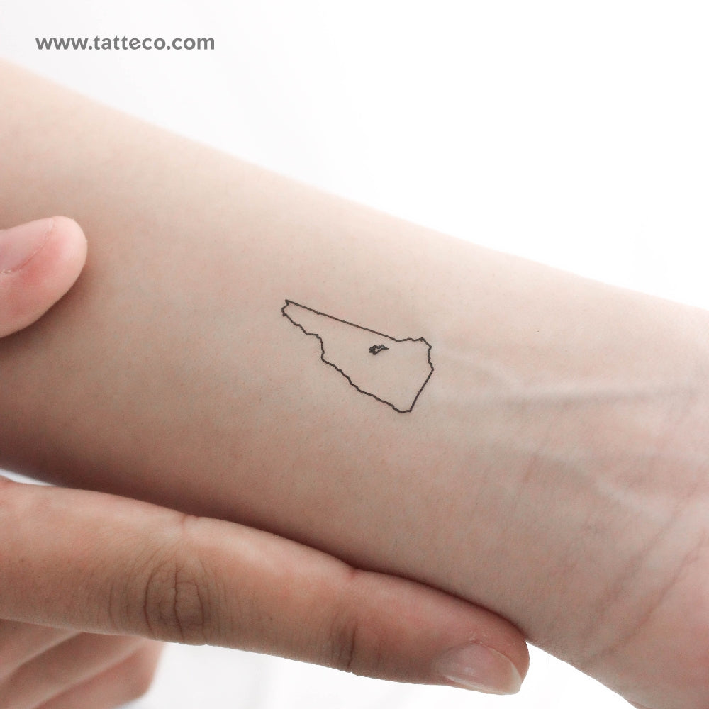 New Hampshire Map Outline Temporary Tattoo - Set of 3