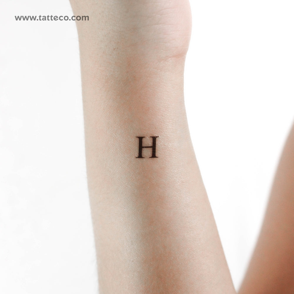 H Serif Capital Letter Temporary Tattoo - Set of 3