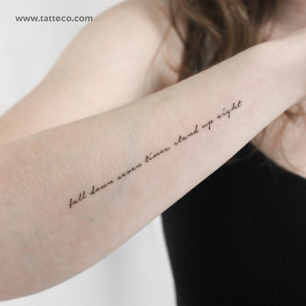 Fall Down Seven Times, Stand Up Eight Temporary Tattoo - Set of 3
