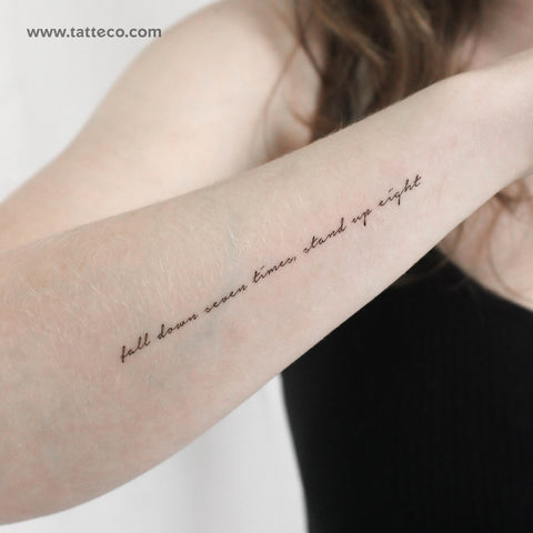 Fall Down Seven Times, Stand Up Eight Temporary Tattoo - Set of 3