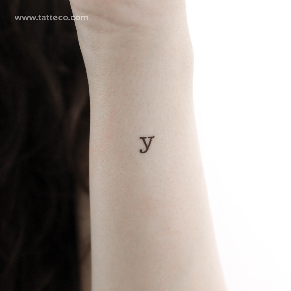 Y Lowercase Typewriter Letter Temporary Tattoo - Set of 3