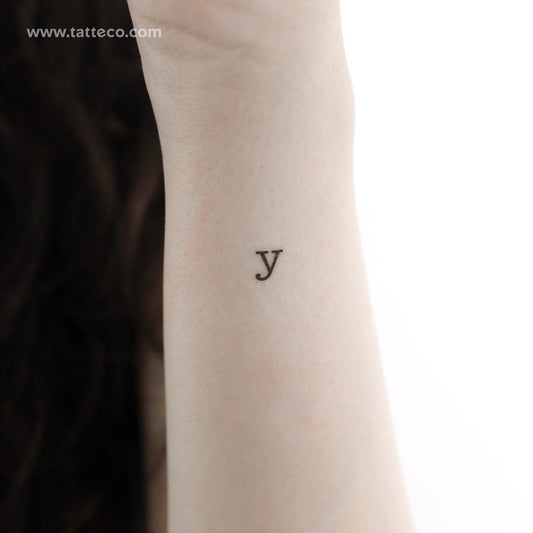 Tatuaje temporal de la letra Y minúscula de máquina de escribir (juego de 3)
