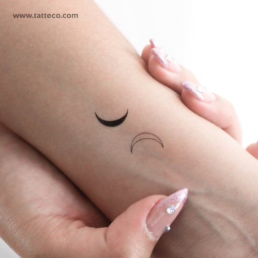 Tatuaje temporal de pareja de media luna - Juego de 3