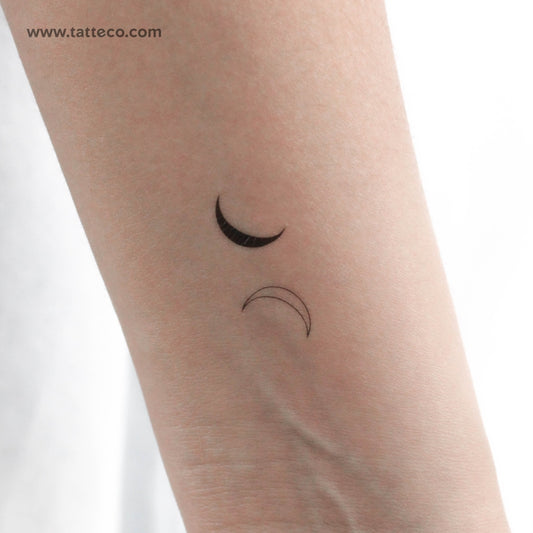 Tatuaje temporal de pareja de media luna - Juego de 3