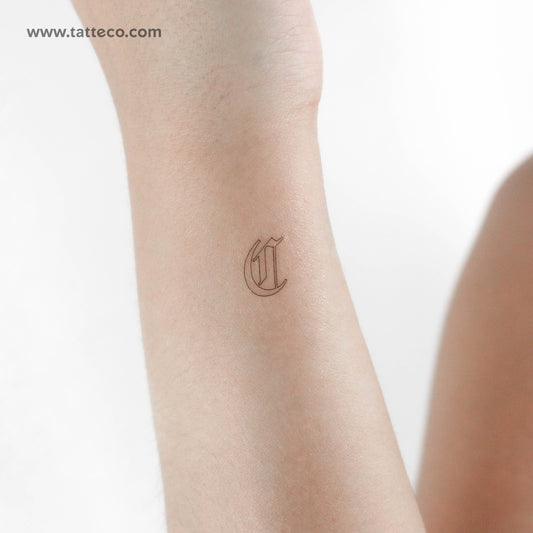 Old English C Letter Temporary Tattoo - Set of 3
