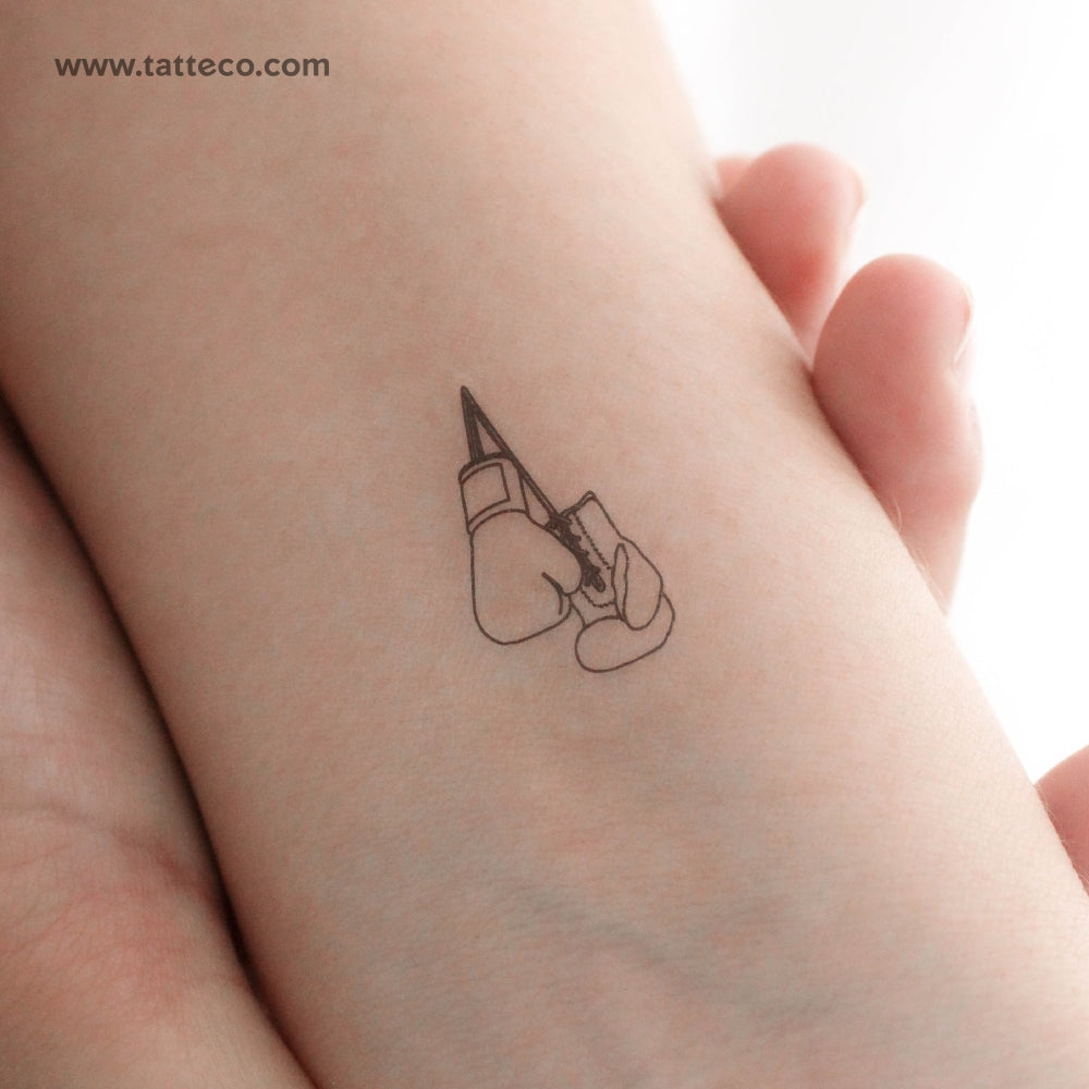 Small Boxing Gloves Temporary Tattoo - Set of 3